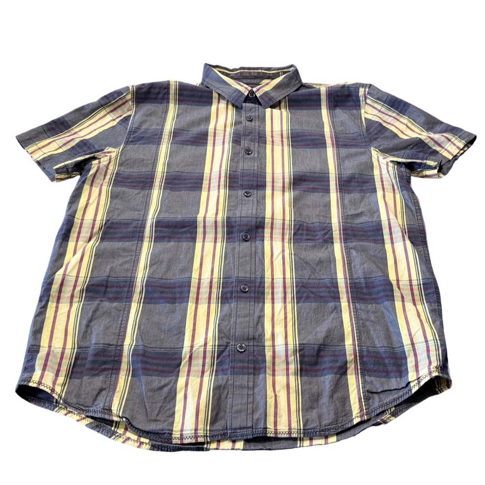Prana‎ Mens Plaid Short Sleeve Button Up Shirt Casual Outdoor Large